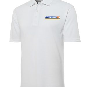 Ritchies Drivers Polo Shirt White with logo